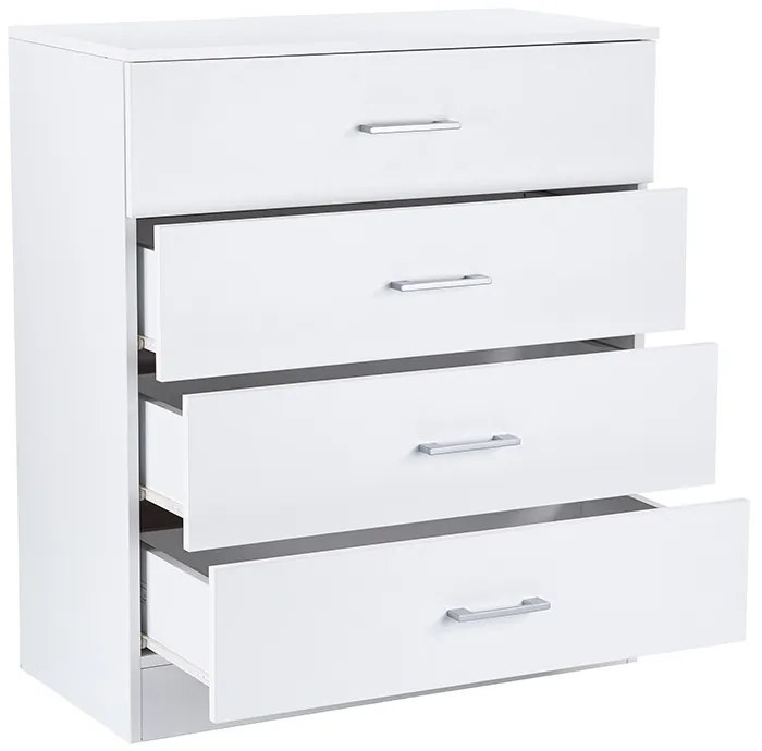 Comodă Miami cu 4 sertare 80x92 cm alb-alb