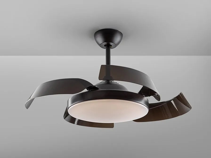 Lustra LED cu Ventilator si telecomanda, lame retractabile Enzo negru