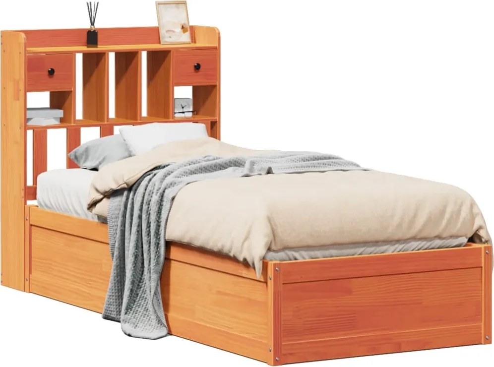 vidaXL Cadru pat fără saltea, maro ceruit, 75x190 cm, lemn masiv pin