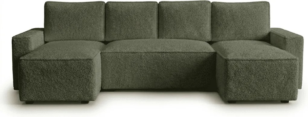 Coltar extensibil in forma de U SMART BOUCLE 303x143 cm, verde inchis