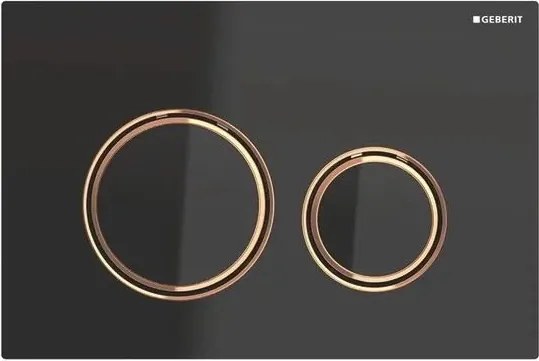 Clapeta de actionare Geberit Sigma21 sticla negru cu inel rose gold