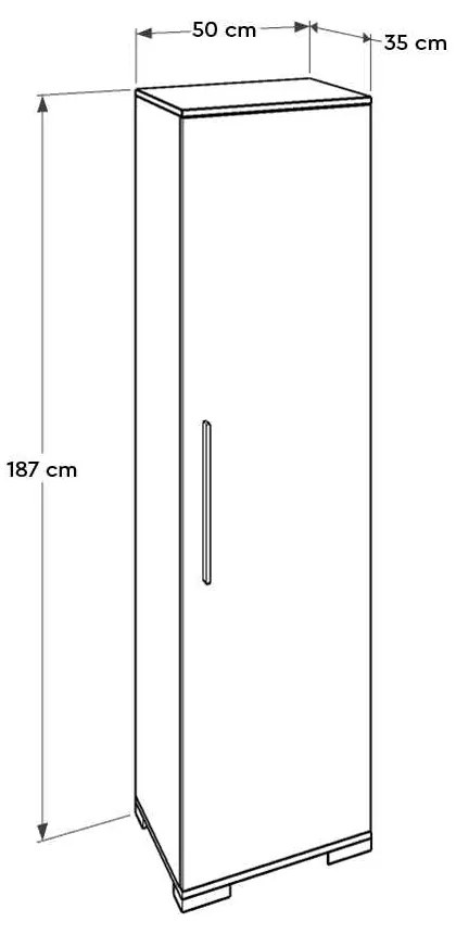 Dulap multifunctional Adore Diamond, 8 rafturi , Usa reversibila, Alb 50 x 187 x 35  Cm
