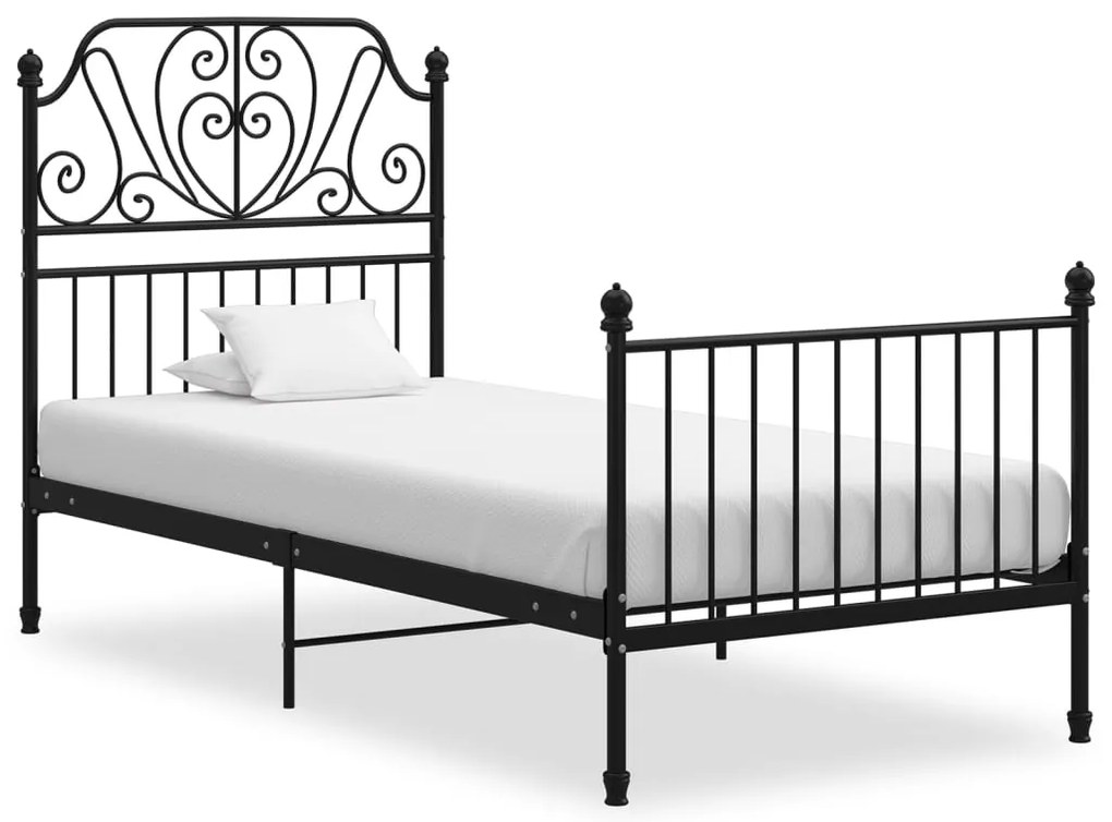 vidaXL Cadru de pat, negru, 90x200 cm, metal