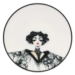 Set veselă 4 piese din porțelan, negru/alb