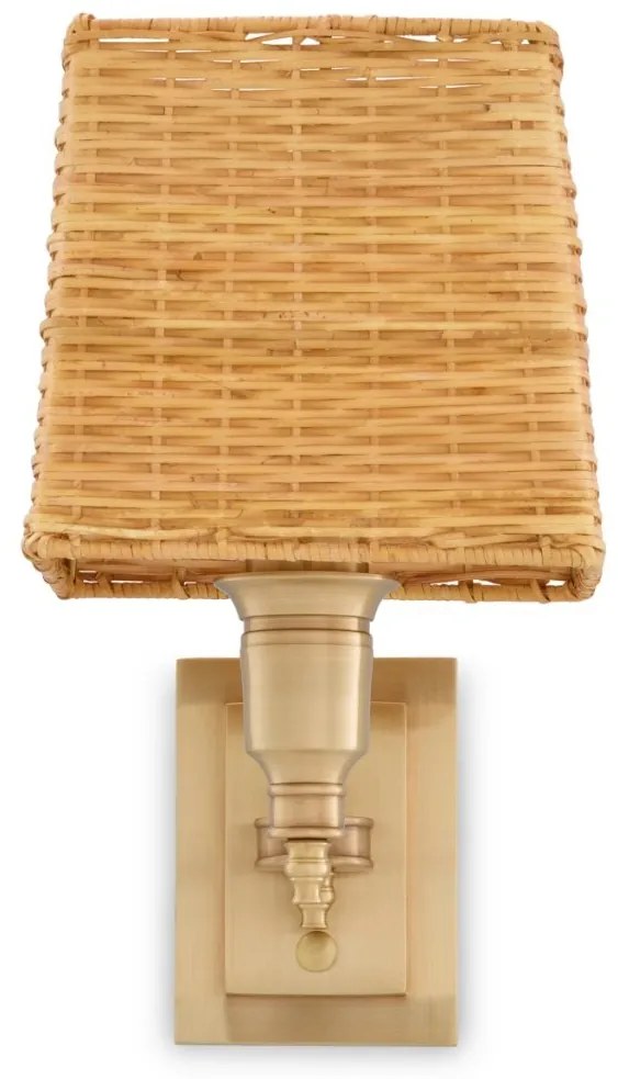 Aplica de perete LUX cu abajur din ratan Lexington alama antic