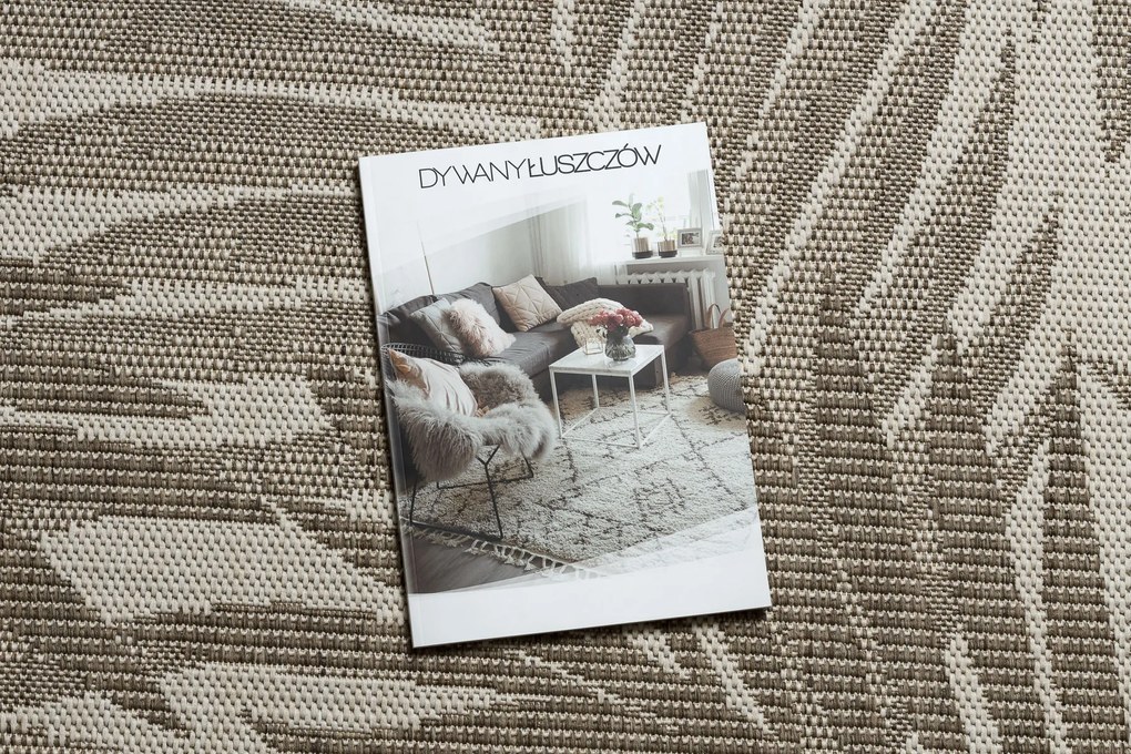 Covor sisal Floorlux 20504 Frunze şampanie si gri Junglă