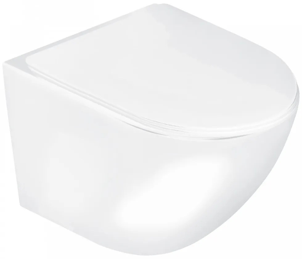Toaletă Delos WH fără ramă, montată pe perete, cu capac cu închidere silențioasă
