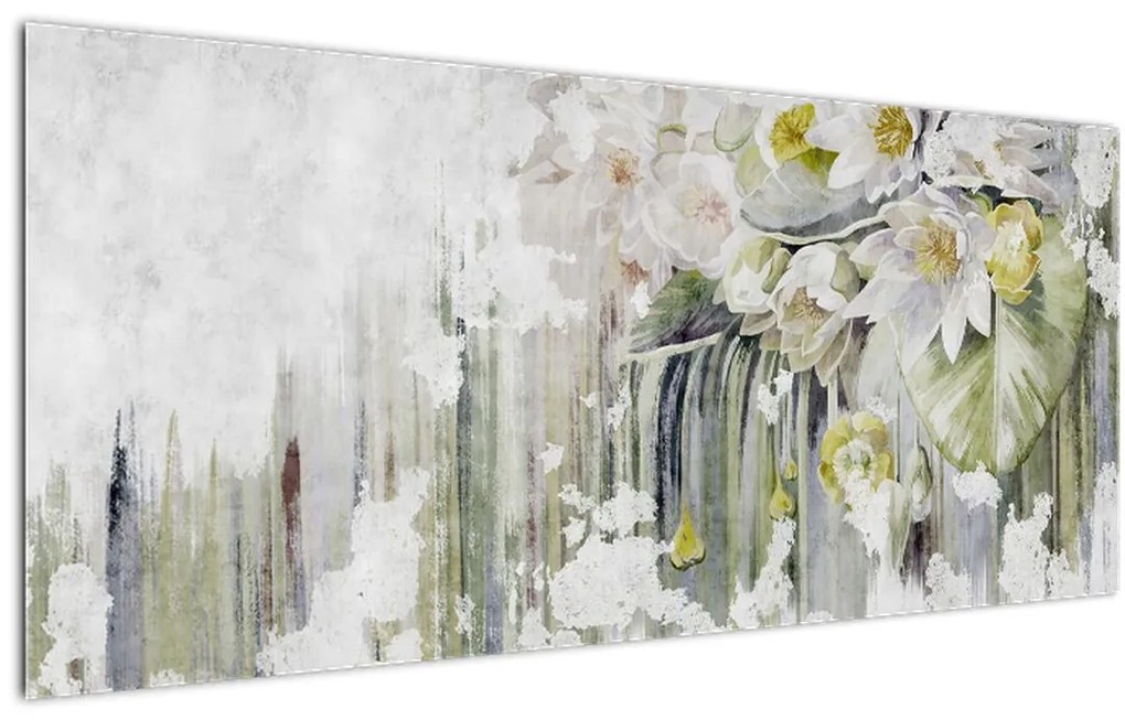 Tablou - Flori albe, vintage (120x50 cm)
