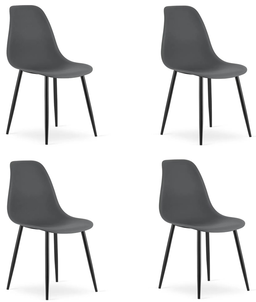 Set 4 Scaune Bucatarie/Dining Velo Plus Gri Inchis