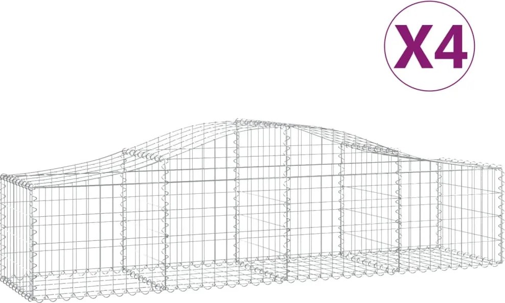 vidaXL Coșuri gabion arcuite 4 buc, 200x50x40/60 cm, fier galvanizat