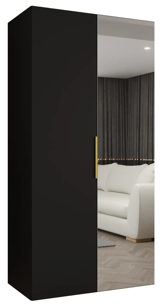 Dulap de haine 100 cm Mirabella 2 (Negru + Auriu). 1126398