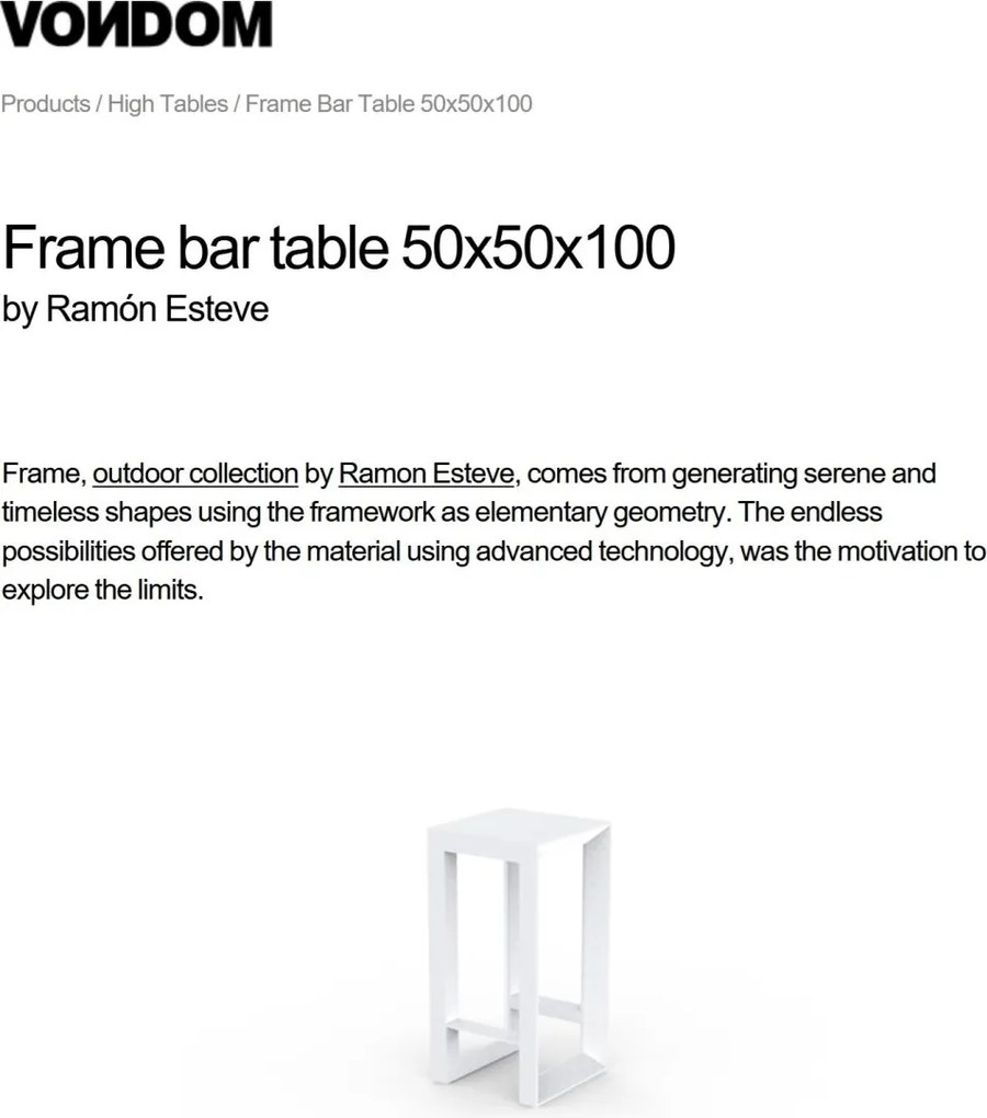 Masa de bar exterior / interior design modern premium FRAME BAR TABLE 54075 Vondom