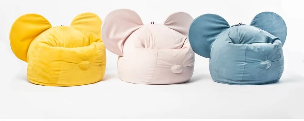 Fotoliu sac catifelat pentru copii The Brooklyn Kids Ears, albastru