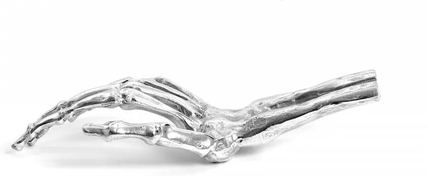 Decoratiune argintie din aluminiu 9,5 cm Skeleton Hand Seletti