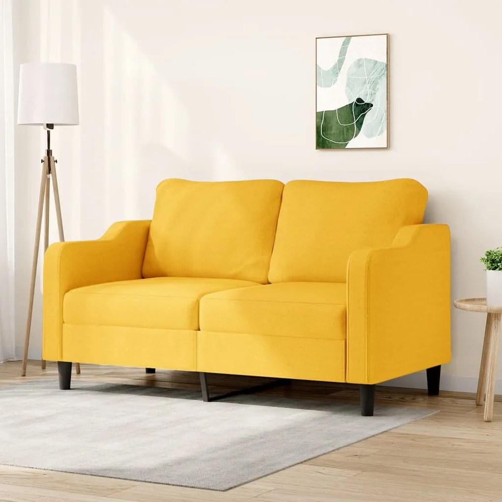 348950 vidaXL Canapea cu 2 locuri, galben deschis, 140 cm, material textil