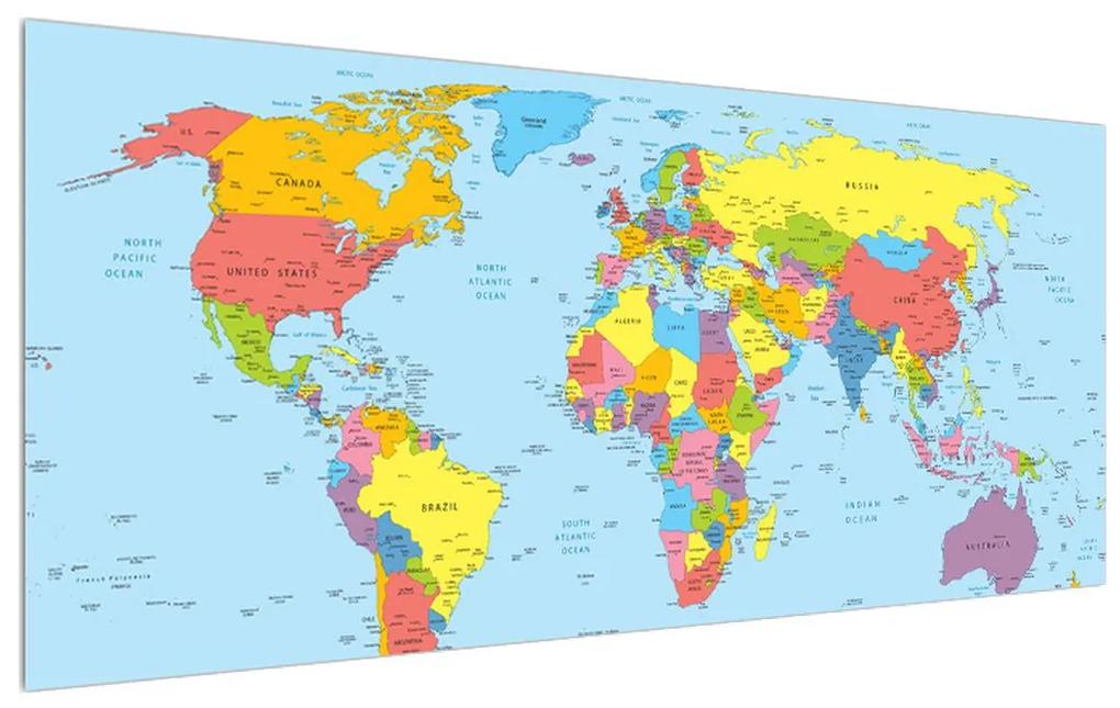 Tablou cu harta lumii (120x50 cm), în 40 de alte dimensiuni noi