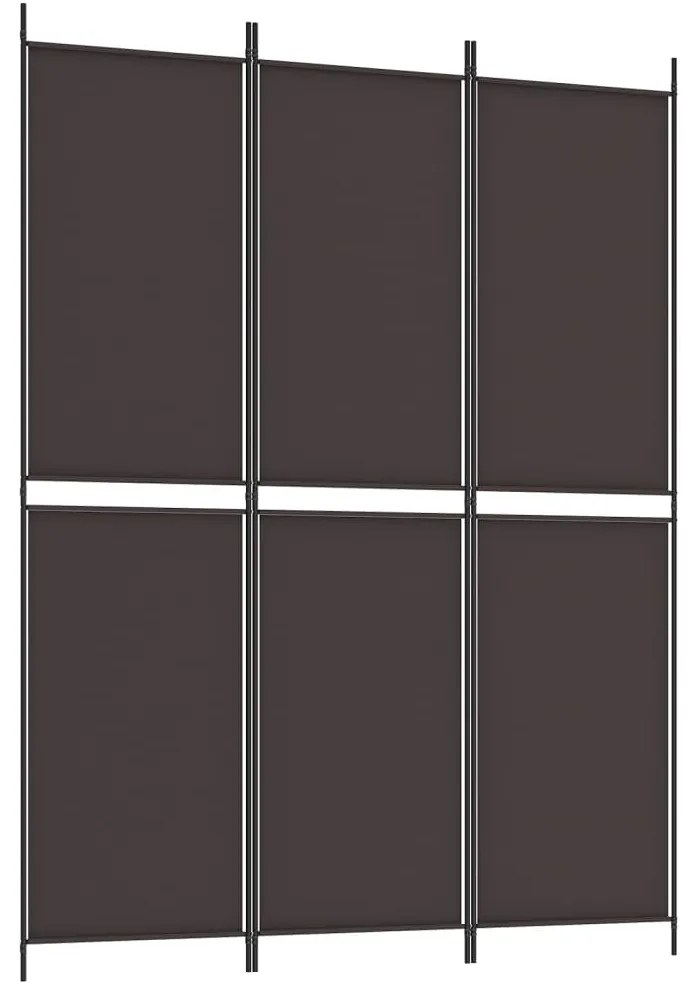 350227 vidaXL Paravan de cameră cu 3 panouri, maro, 150x200 cm, textil