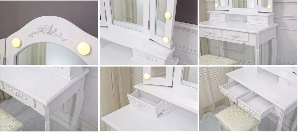 JAKS MASĂ DE TOALETĂ CU LED TL14 ALBĂ