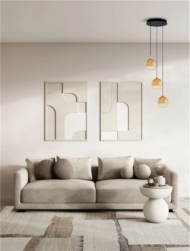 Lustra moderna cu 3 pendule LED, Metal, Sticla, Champaign, ORENDA