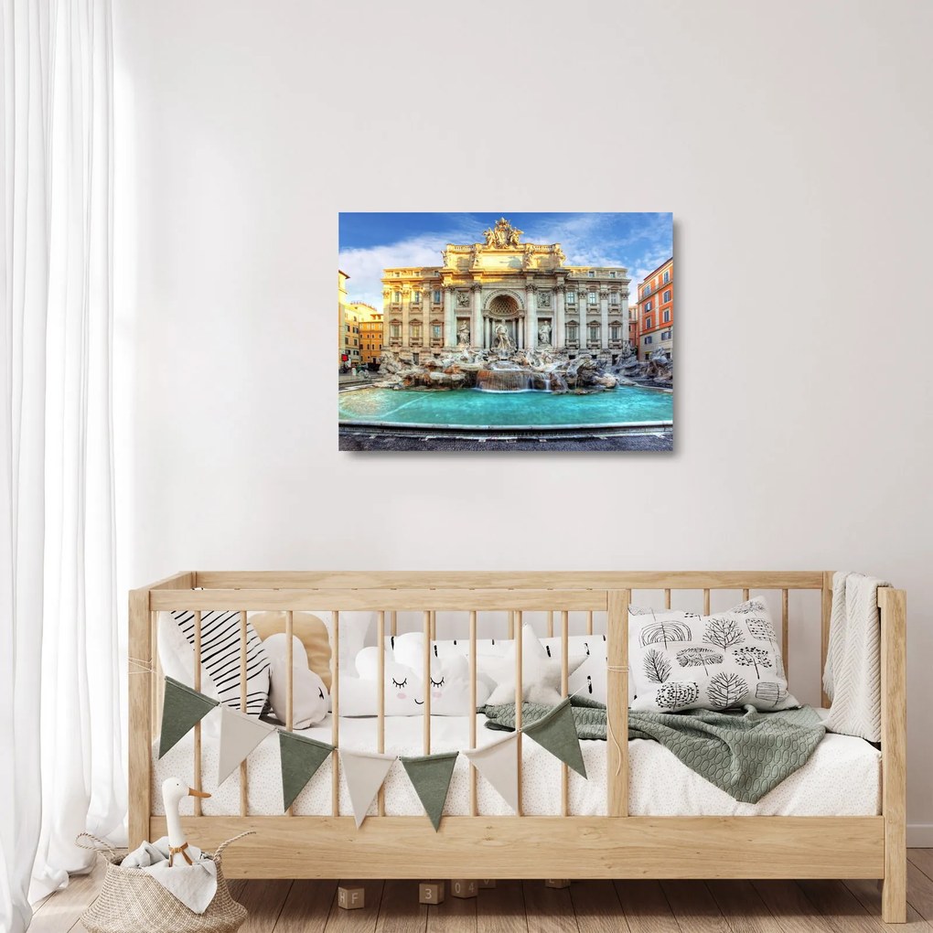 Tablou pe sticlă - Fântâna Trevi (70x50 cm)