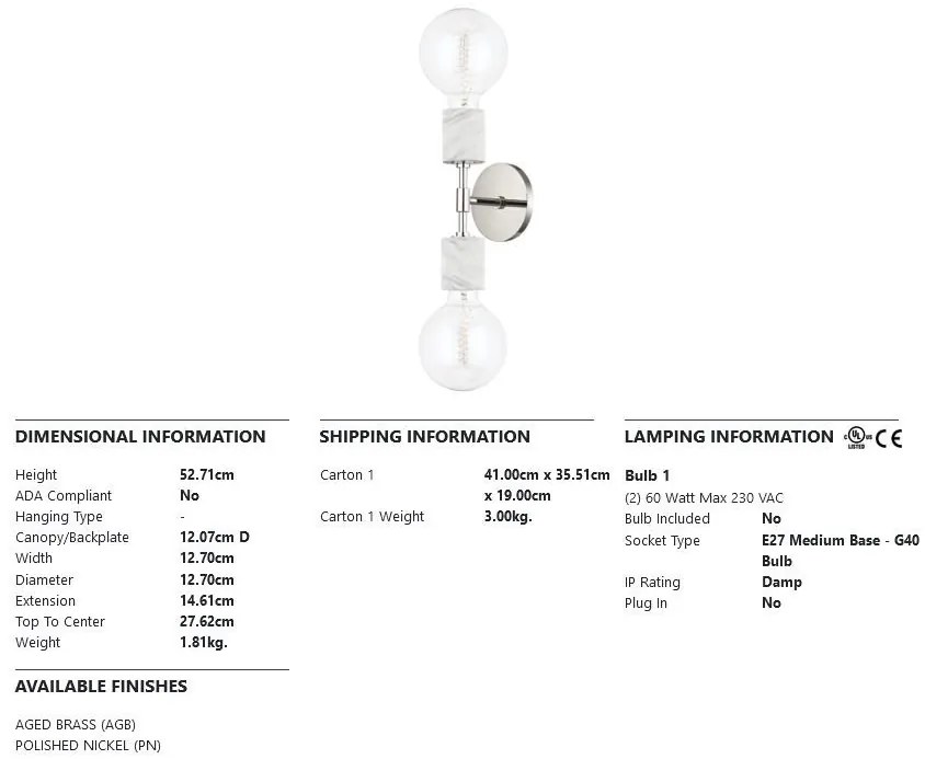 Aplica de perete design modern ASIME nichel lucios