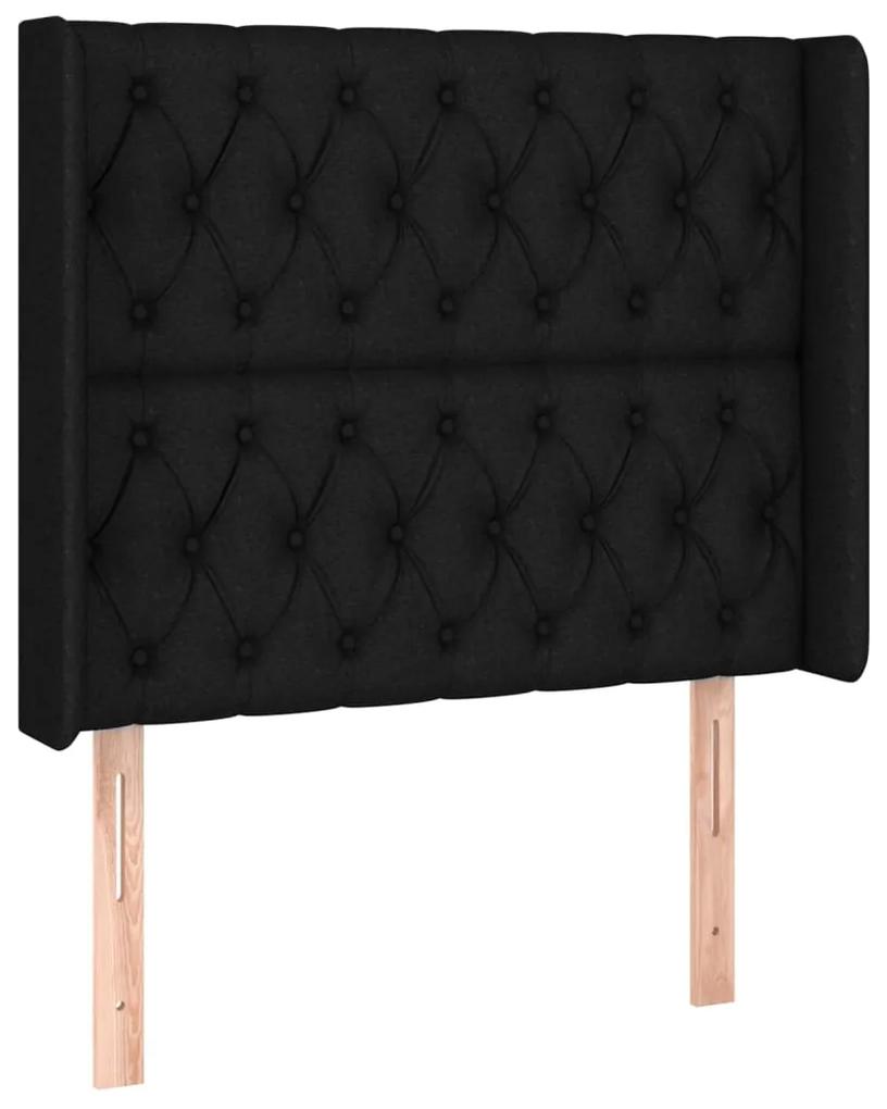 3119900 vidaXL Tăblie de pat cu aripioare, negru, 93x16x118/128 cm, textil