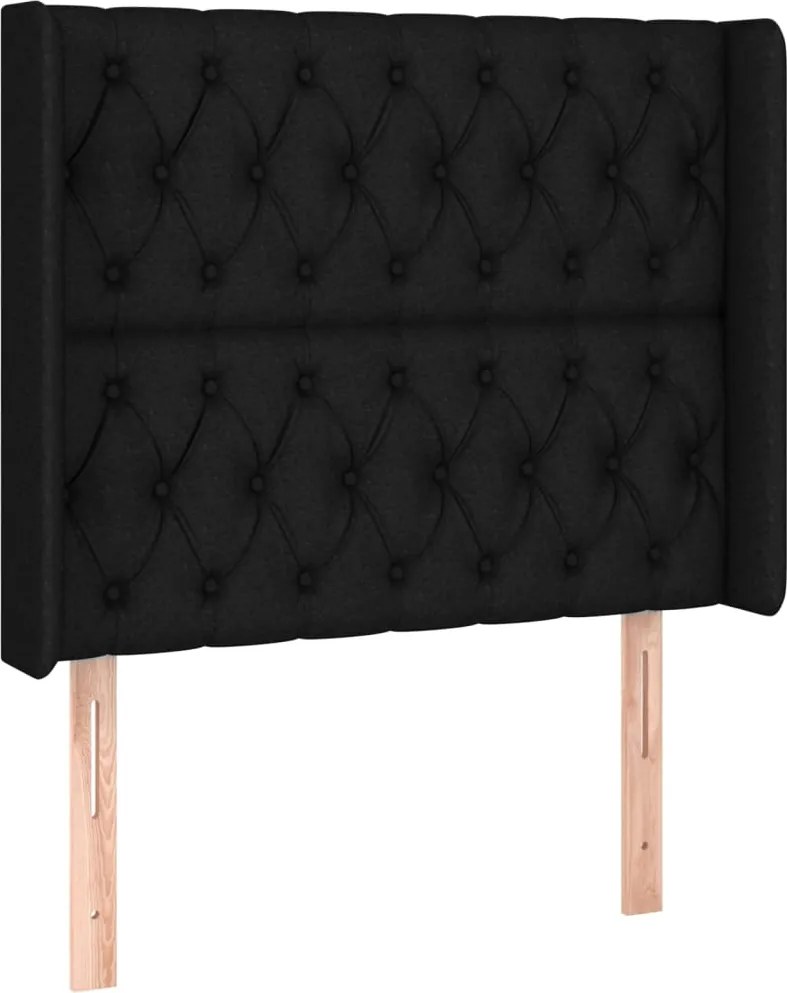 vidaXL Tăblie de pat cu aripioare, negru, 93x16x118/128 cm, textil