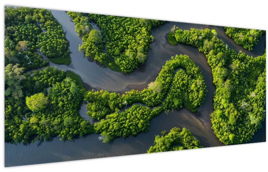 Tablou - Peisaj forestier cu râu (120x50 cm)