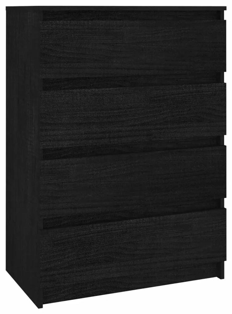 808107 vidaXL Dulap lateral, negru, 60x36x84 cm, lemn masiv de pin