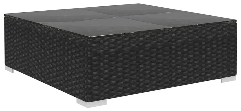 Set mobilier de gradina cu perne, 12 piese, negru, poliratan Negru, 12