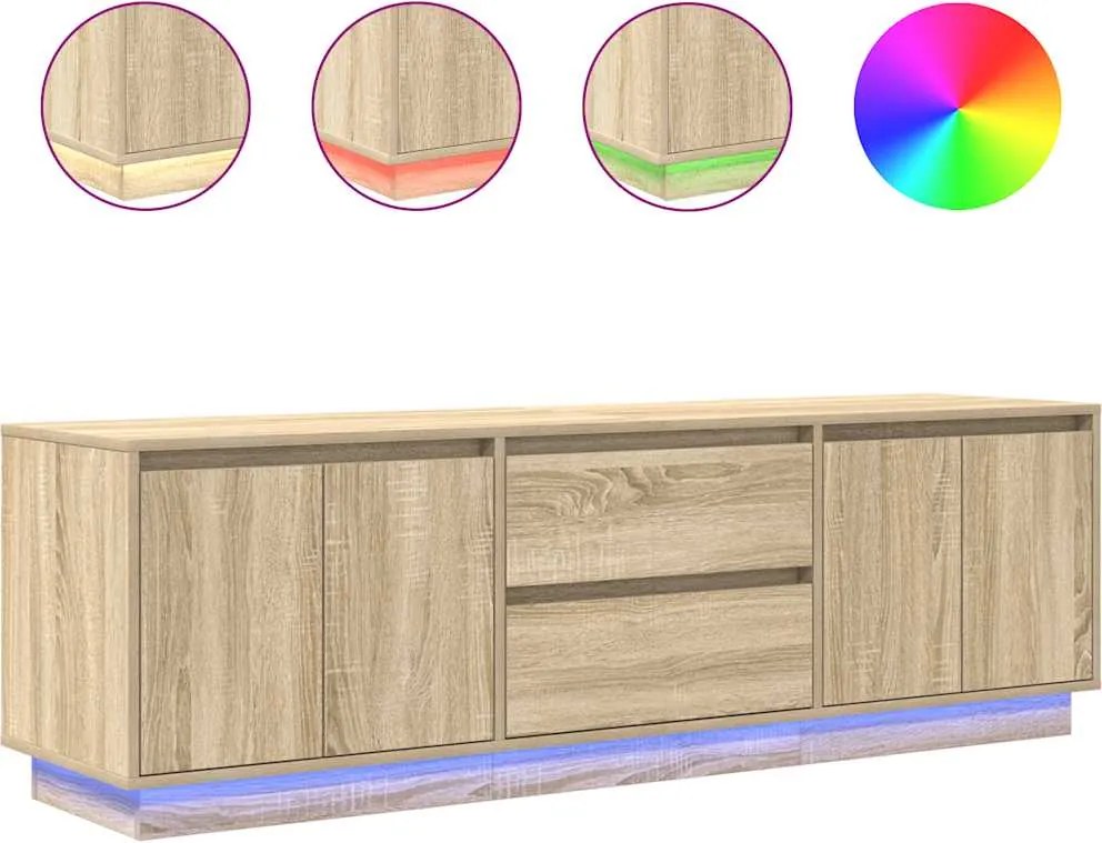 vidaXL Dulap TV cu lumini LED Stejar Sonoma 160,5x41x50 cm
