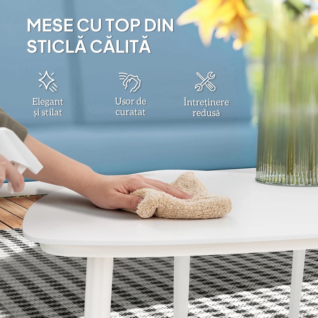Outsunny Set de Mobilier de Grădină din 5 Piese cu Canapea, 2 Fotoli și 2 Măsuțe de Cafea, 118x72x80 cm, Albastru Deschis | Aosom Romania