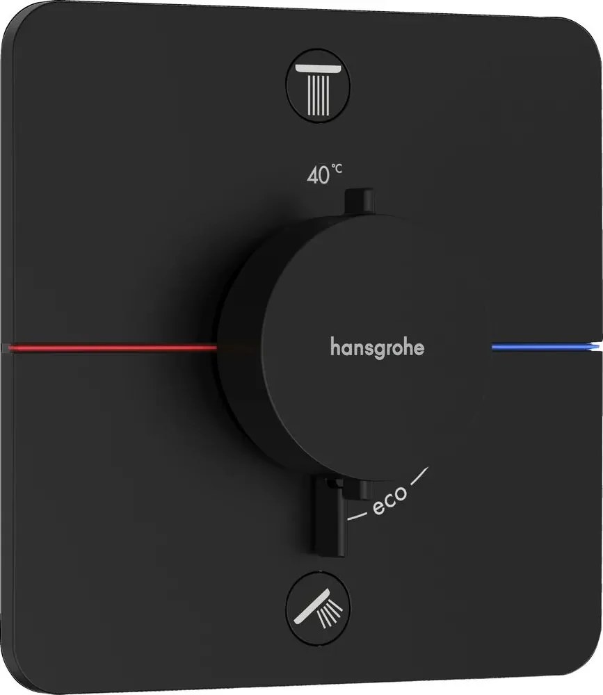 Baterie dus termostatata incastrata negru mat Hansgrohe ShowerSelect Comfort Q 2 functii