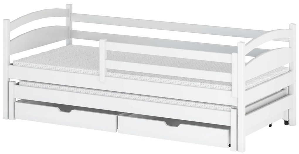 Pat pentru copii 90 x 190 cm Tiana (cu somieră și sp. depozitare) (Alb). Promo -10%. 1013053