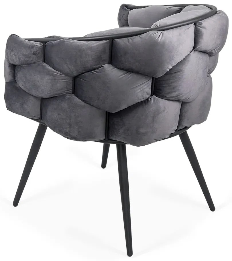 Scaun living modern din catifea si cadru metalic BUC 256 gri