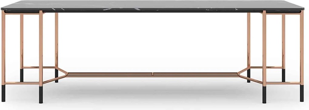 Masă lemn masiv Dining Negru-Rose Gold L 240 x A 95 x H 75 cm - Marmura naturala