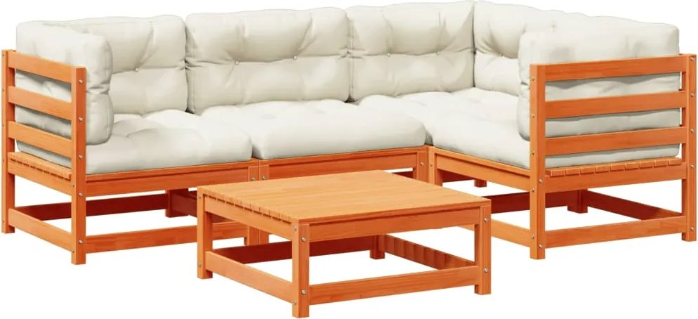vidaXL Set mobilier de grădină cu perne, 5 piese, lemn masiv de pin