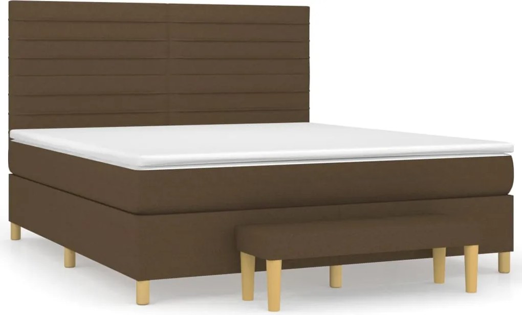 vidaXL Pat box spring cu saltea, maro închis, 160x200 cm, textil