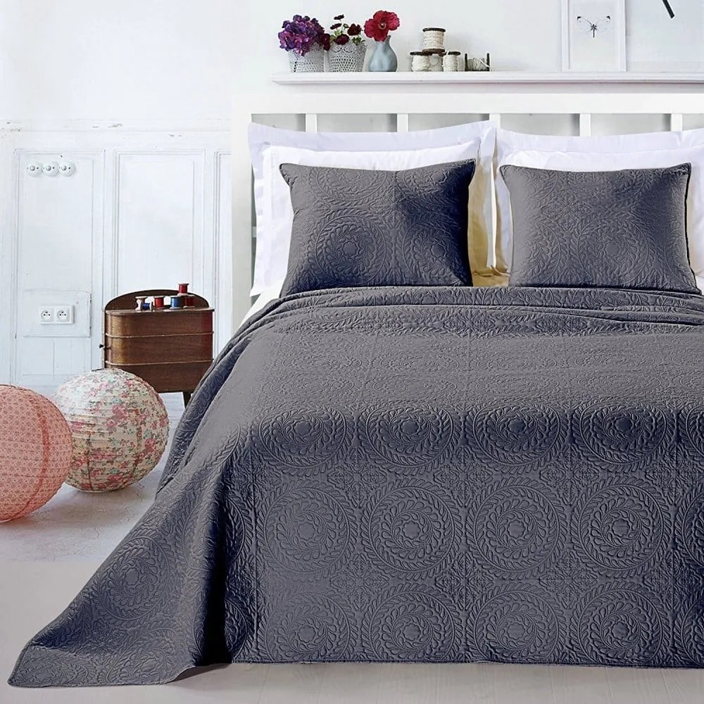 Set cuvertură din microfibră și față de pernă DecoKing Elodie, 240 x 260 cm, gri
