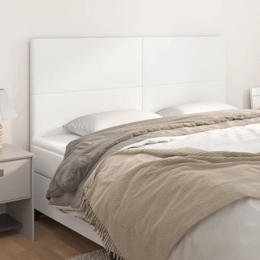 vidaXL Tăblii de pat, 4 buc, alb, 80x5x78/88 cm, piele ecologică
