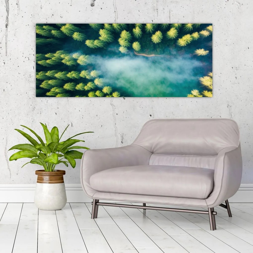 Tablou - O pădure învăluită în ceață (120x50 cm)