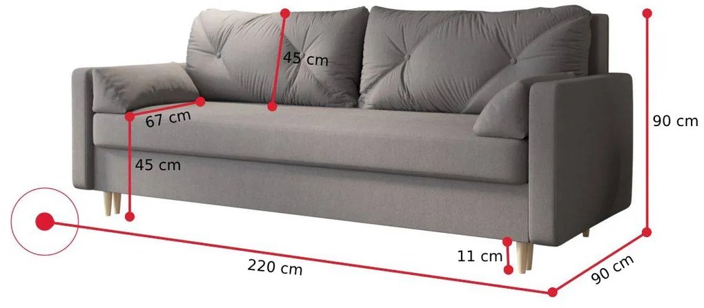 Supermobel Canapea ASTRA, 220x88x85, cosmic 10