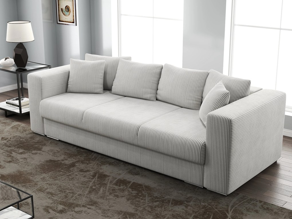Canapea extensibilă dumonde cu ladă de depozitare si sezut confortabil din spuma high-density, Gloria Zoom Cream 240x100 cm