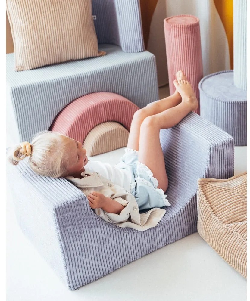 Set de joacă din spumă albastru din catifea reiată 75x49x37 cm Rainbow Montessori – Wigiwama