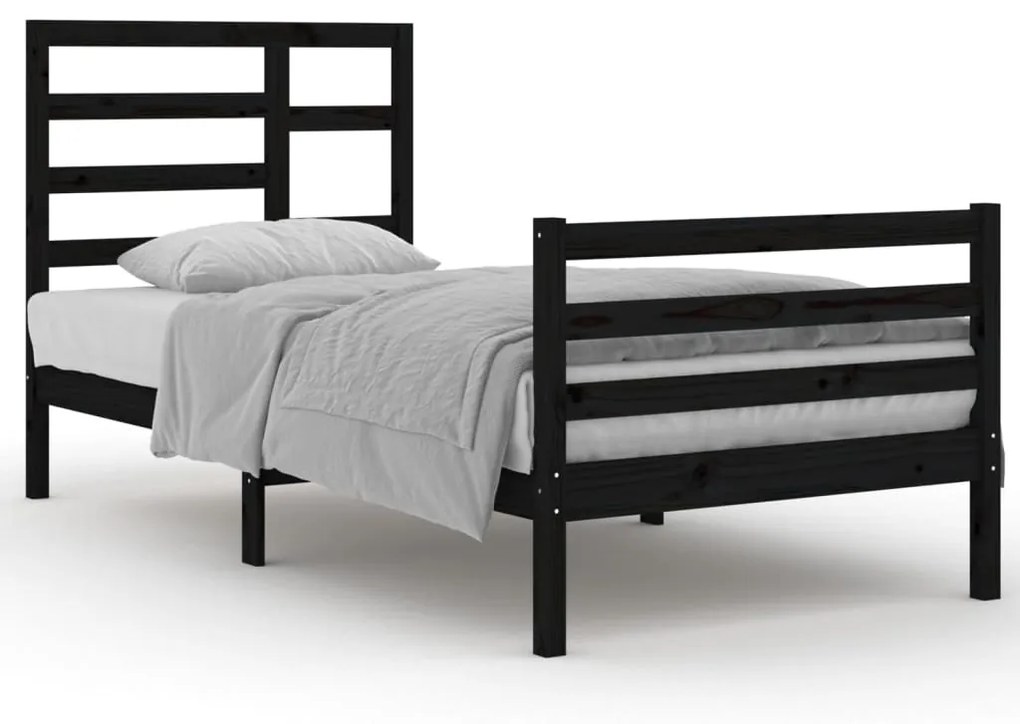 3105849 vidaXL Cadru de pat, negru, 90x200 cm, lemn masiv