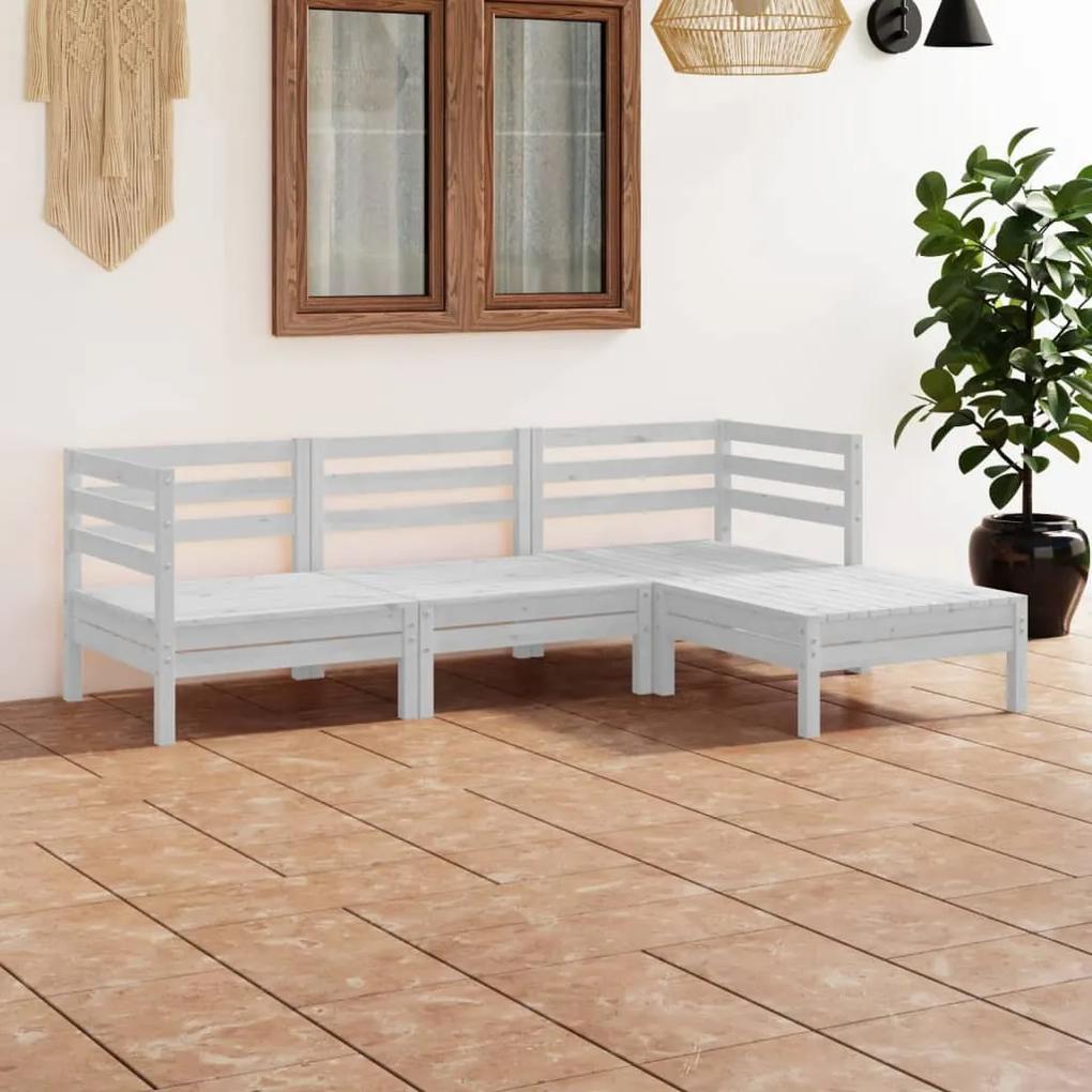 3082668 vidaXL Set mobilier de grădină, 4 piese, alb, lemn masiv de pin