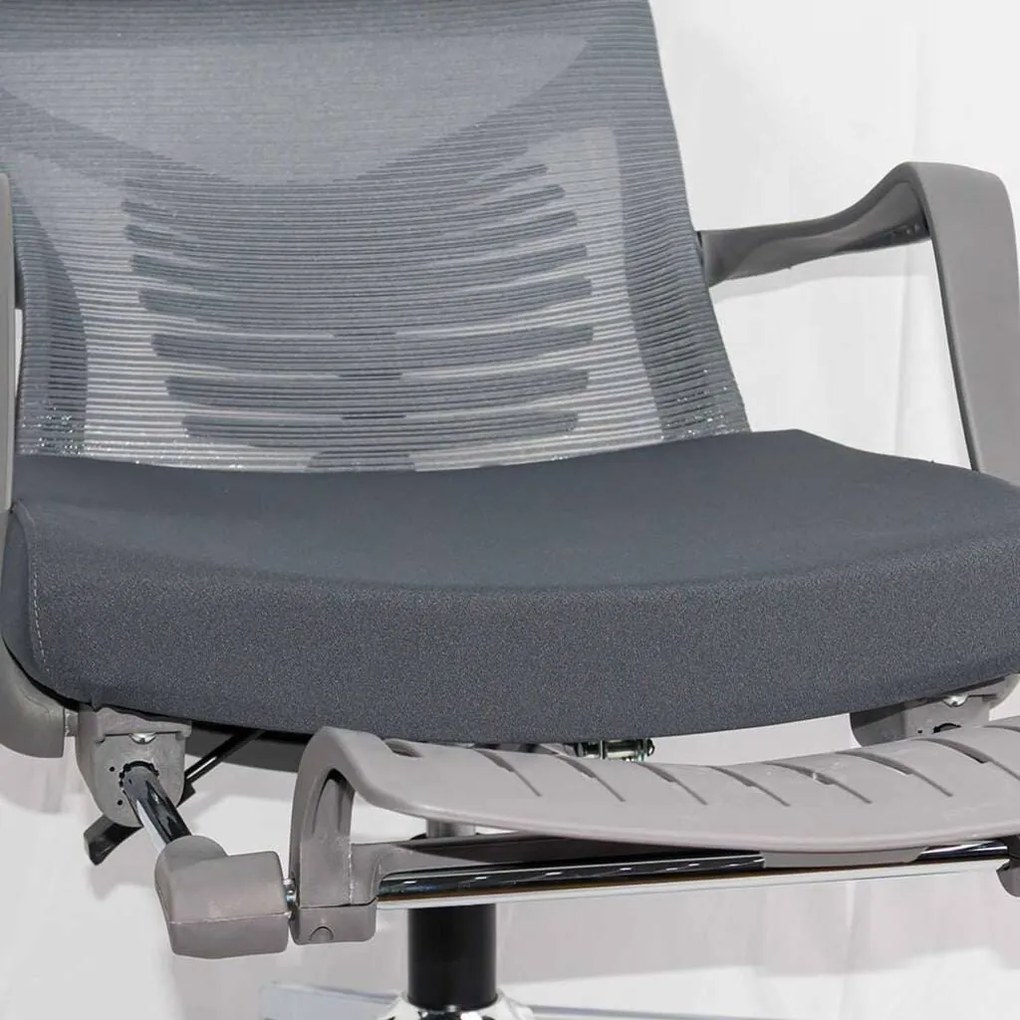 Scaun ergonomic SYYT 9502 gri, rabatabil cu suport de picioare