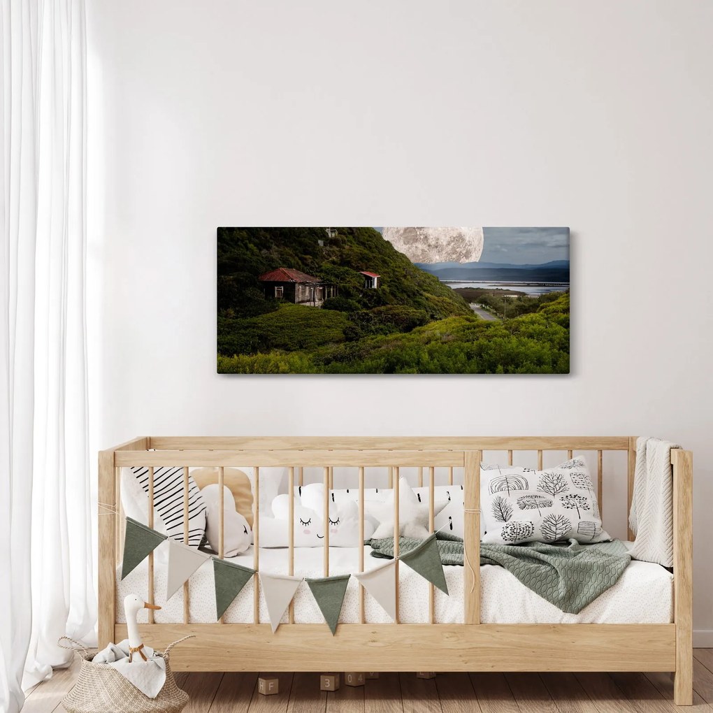 Tablou - peisaj cu luna (120x50 cm)