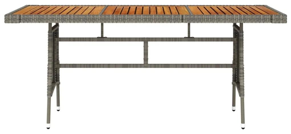 Masa de gradina, gri, 160x70x72 cm, poliratan lemn masiv acacia 1, Gri, 160 x 70 x 72 cm