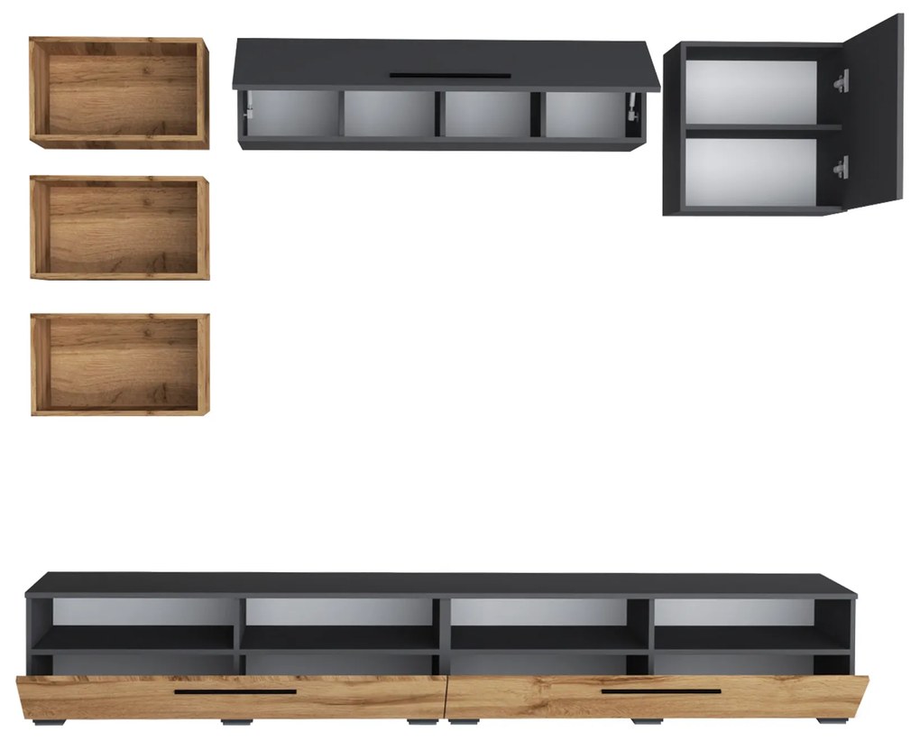 Living haaus Haga V18, Antracit/Stejar Wotan, L 240 cm